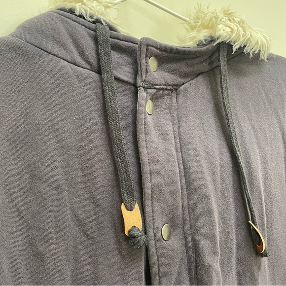 { Free People Outerwear } Oversized Midi Navy Sweatshirt Jacket - Picture 6 of 10